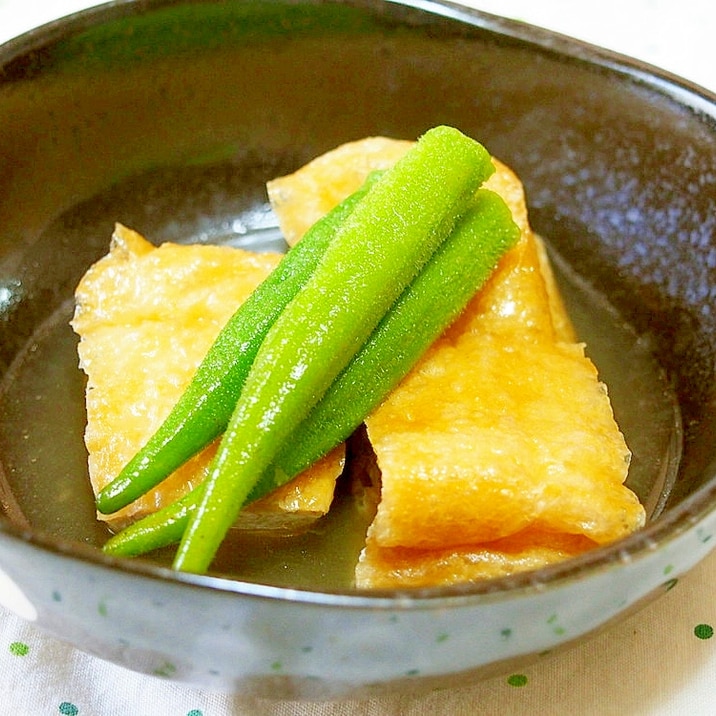 オクラと栃尾の油揚げの煮物 レシピ 作り方 By 京たまご86 楽天レシピ オクラと栃尾の油揚げの煮物 レシピ 作り方 By 京たまご86 楽天レシピ